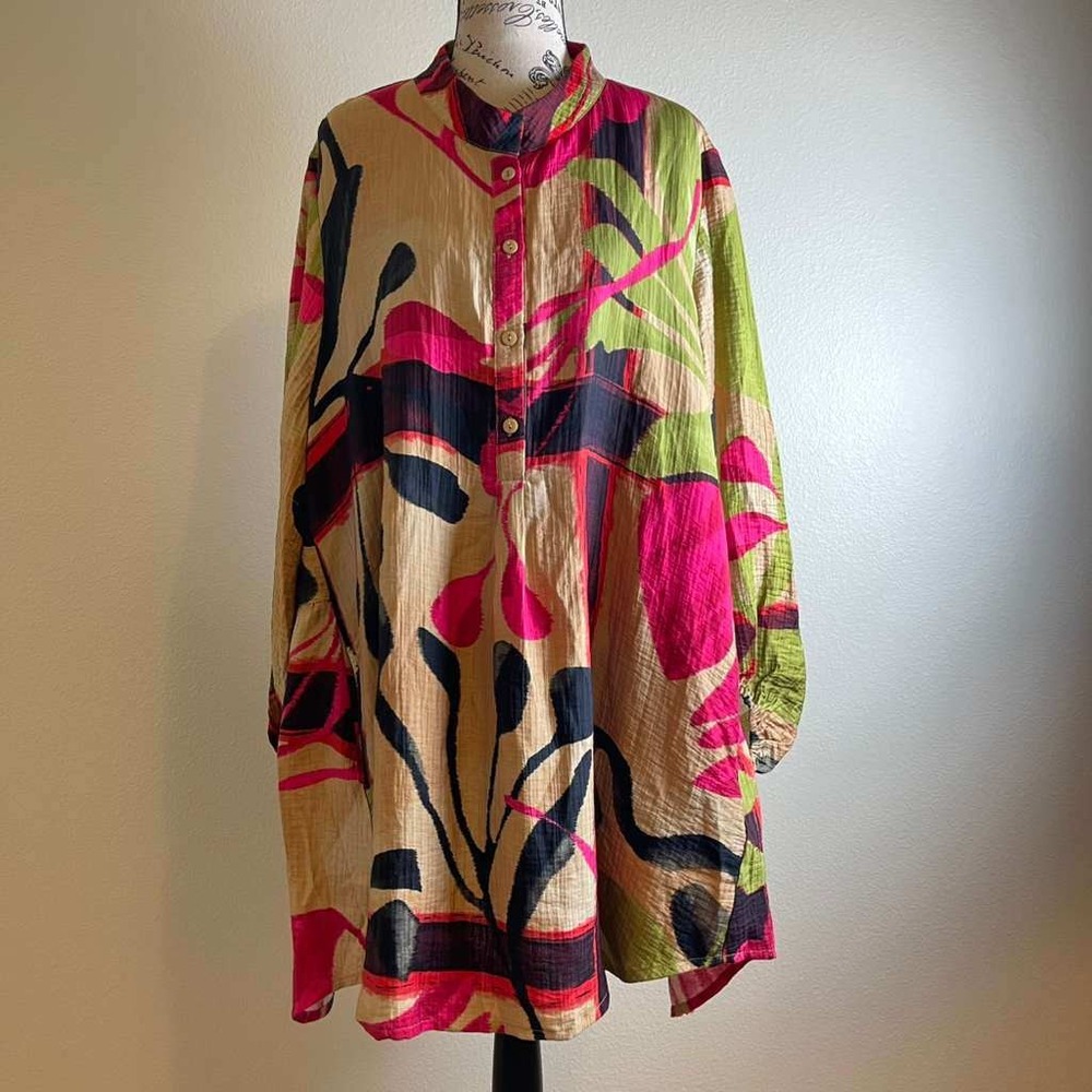 NOEN‎ Nordic Abstract Floral Tunic Shirt Dress Womens 14 US 44 EU New 83671
